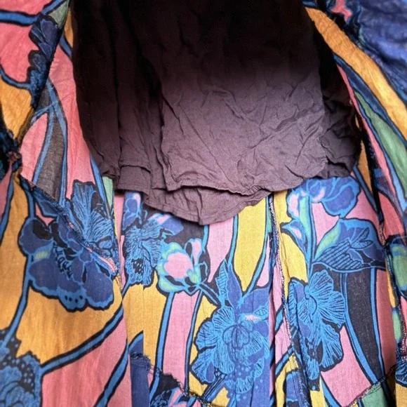 Free People Bring Back Summer Hi Low Tiered Floral Boho Skirt Size 0 - Picture 3 of 9